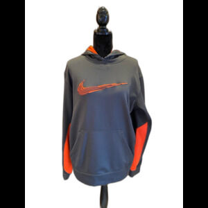 Nike Hoodie Therma Fit Size Large Athletic Pullover  Orange & Gray  Athleisure